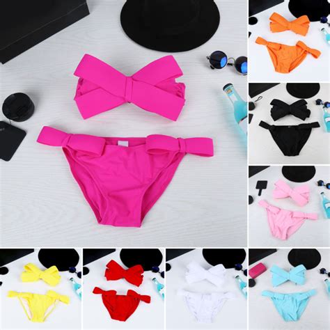 Steel Strap Padded Bikini Bow Bikini Set Sexy Bow Halter Bikini Set For Summer Beach Vacation