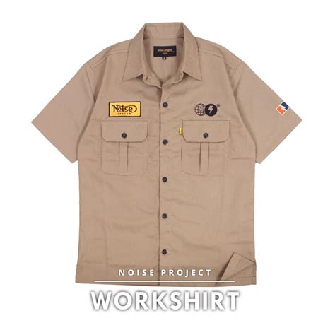 Jual Wolv Kemeja Pria Workshirt Kemeja Kerja Cream Shopee Indonesia