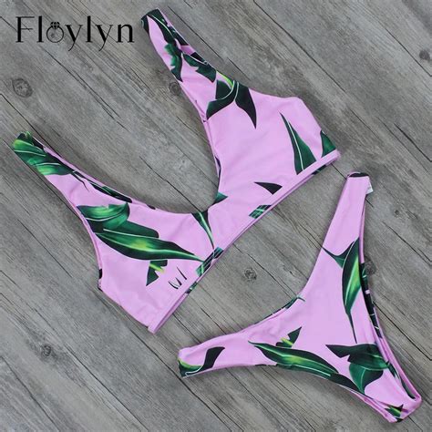 Aliexpress Buy Floylyn Leaf Printing Women Sexy Push Up Bikini