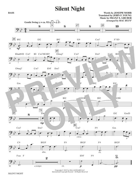 Silent Night Arr Mac Huff Bass By Franz X Gruber Sheet Music For Choir Instrumental Pak At