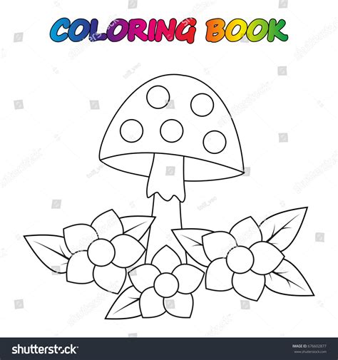 Mushroom Coloring Book Game Kids Vector Stock Vector Royalty Free