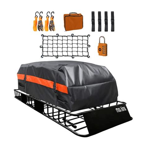 Mockins 250 Lbs Roof Rack Basket With 20 CF Roof Bag Roof Rack Cargo