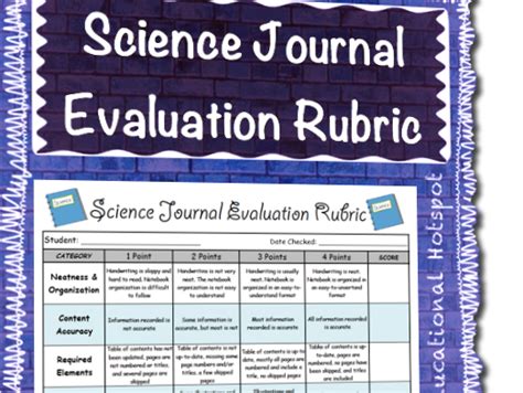 Science Journal Rubric Interactive Notebook Rubric Poster Rubric