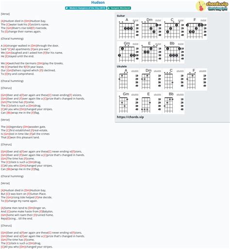 Chord: Hudson - Vampire Weekend - tab, song lyric, sheet, guitar ...