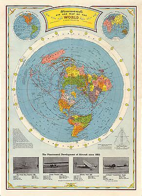 Flat Earth Air Age Map Of The World Wall Art Poster Print Home