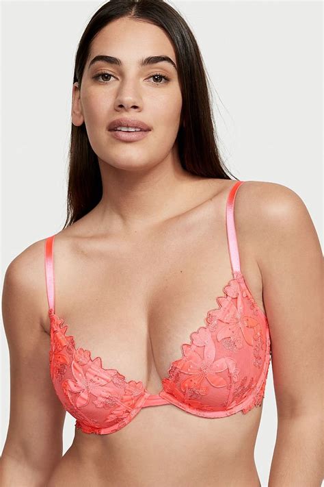 Victorias Secret Floral Embroidered Lace Unlined Demi Bra Victorias