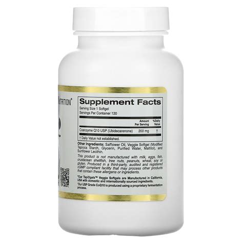 California Gold Nutrition, CoQ10, 200mg, 베지 소프트젤 120정