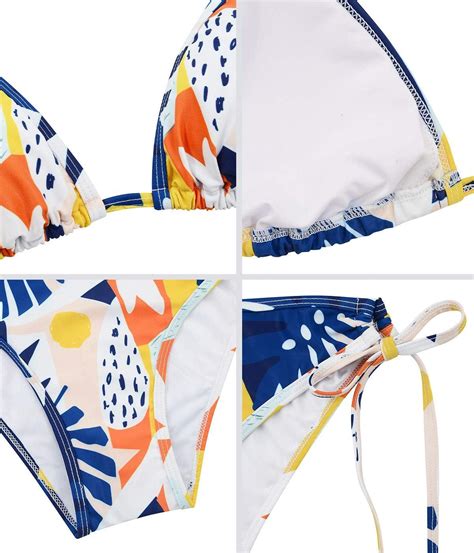 American Trends Womens String Two Piece Halter Top Triangle Bikini Set With Tie Side Bottom