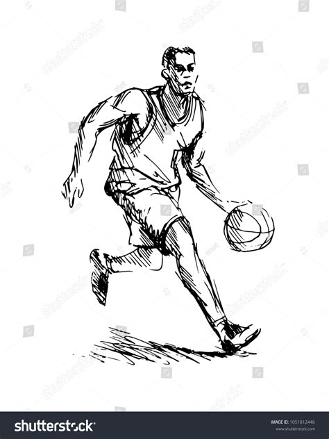 Hand Sketch Basketball Player Vector Illustration Stock Vector (Royalty ...