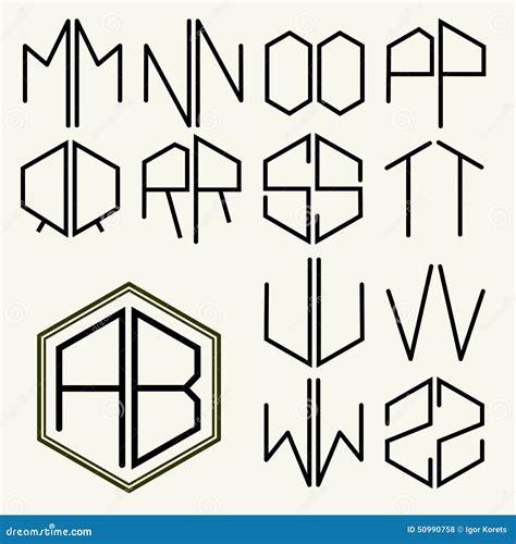 Fije 2 Letras De La Plantilla Para Crear Monogramas Ilustración Del