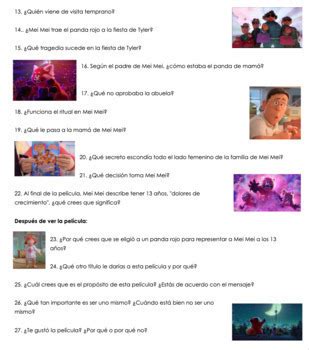 Turning Red In Spanish Preguntas En Orden Cronol Gico Espa Ol Pixar