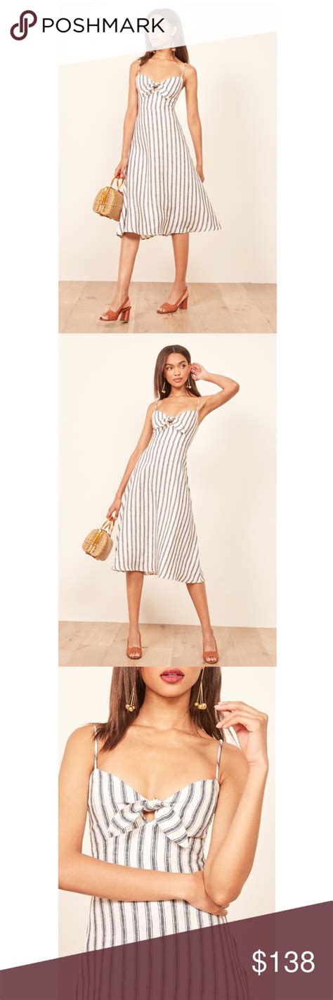 Reformation Clara Midi Dress In Ticking Stripe Dresses Midi Length