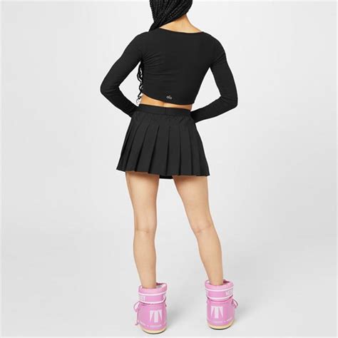 Alo Yoga Varsity Tennis Skirt Women Black Flannels