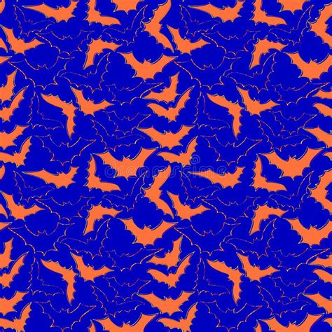 Pattern Of Bright Orange Red Bat On Rich Blue Background Abstract Warm