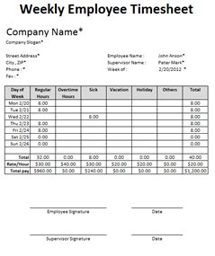 Free Excel Employee Timesheet Template