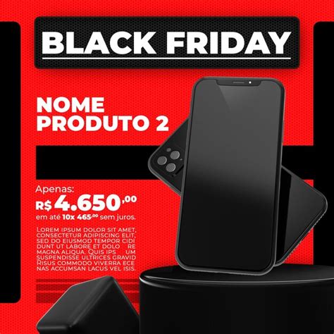 Design De Modelo De Renderização 3d Para Mídia Social Post Black Friday