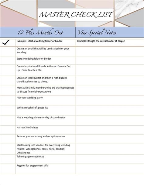 Wedding Printable Master Checklist Etsy