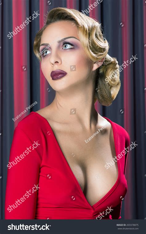 Retro Portrait Beautiful Blonde Woman Vintage Stock Photo Shutterstock