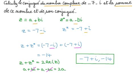 Vidéo question Calculer le conjugué dun nombre complexe ainsi que