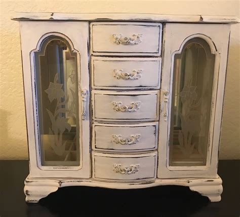 Large Vintage Jewelry Armoire Jewelry Box Shabby Chic Etsy Painted