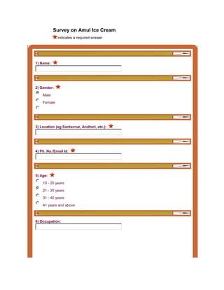 survey  amul ice cream docx