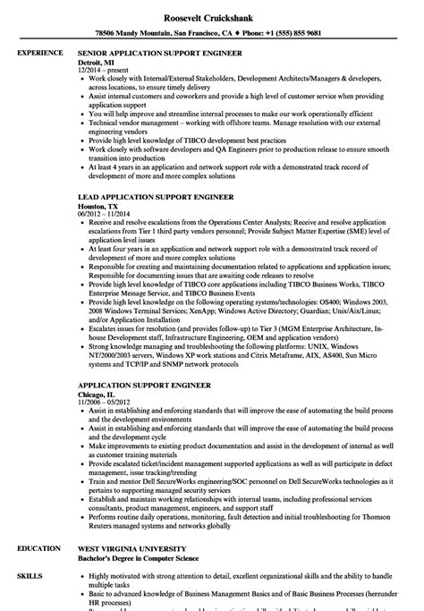 Application Support Engineer Resume Samples Velvet Jobs