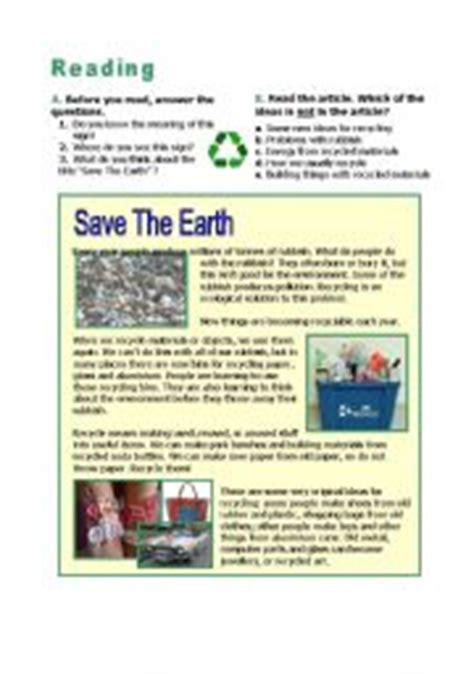 Save The Earth ESL Worksheet By Zmarques