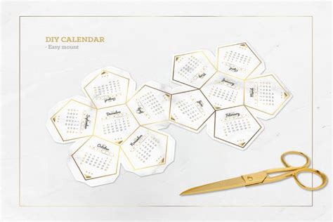 Printable Dodecahedron Calendar 2024 Modern Desk Calendar Office Decor