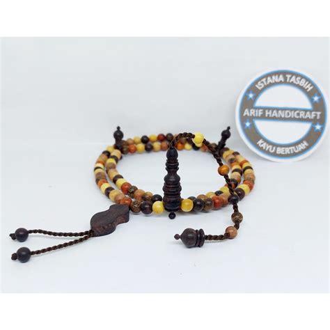 KAYU Tasbih Combination Of 15 Types Of Lucky Wood Size 6mm Shopee