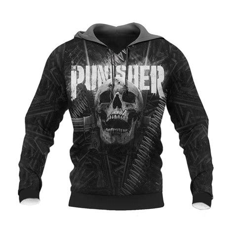 Marvel The Punisher Skull Crossed Rifles Weapons 3d Hoodie All Over