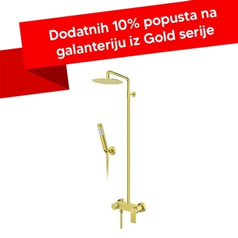 Baterija sa usponskim tušem Rosan S2 GOLD 237251G