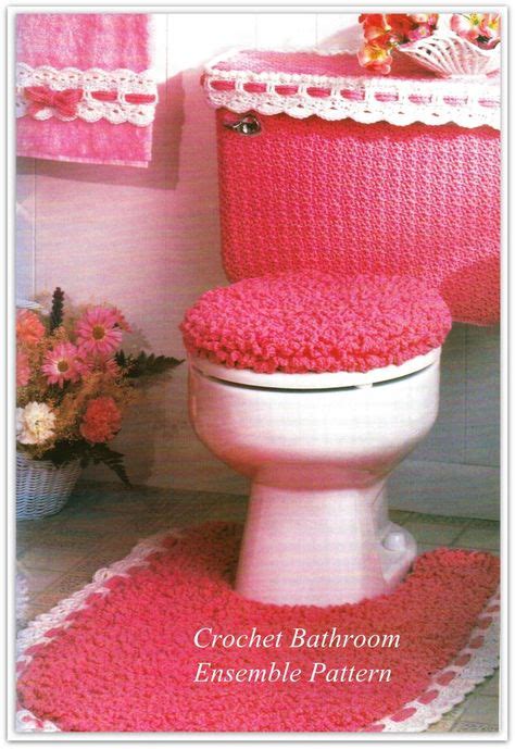 Crochet Bathroom Rug Lid Cover Tank Set Towel Trim Pattern No 90168824 By