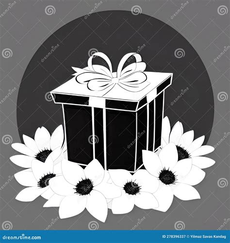 Black and White Vector Gift Box with Ribbon Stock Vector - Illustration ...