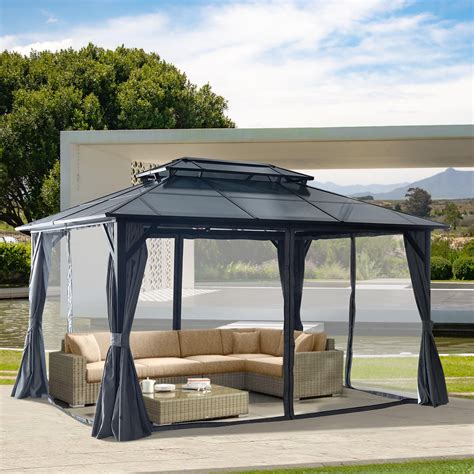 10 X13 Hardtop Gazebo Outdoor Patio Gazebo With Polycarbonate Double