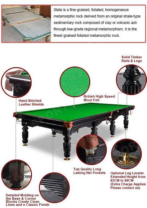 10ft Slate Pool Table With Luxury Red Felt Black Frame Dma