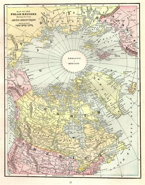 Antique North Pole Map Arctic Map North Polar Region Gallery Wall