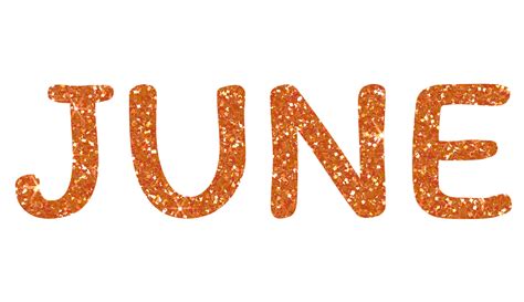 Orange glitter JUNE Letters Icon. June sign. Design for decorating ...