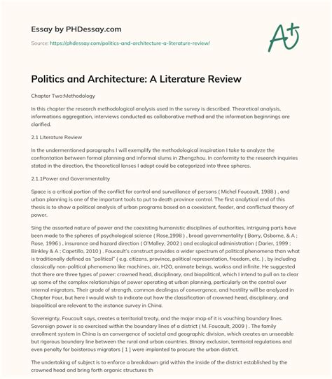 Politics And Architecture A Literature Review Phdessay