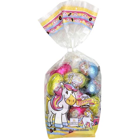 Chocolat de Pâques lait Œufs de Licornes ABTEY le sachet de 250g à