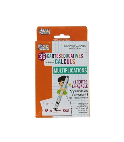 36 cartes éducatives effaçables spécial Calculs Multiplications