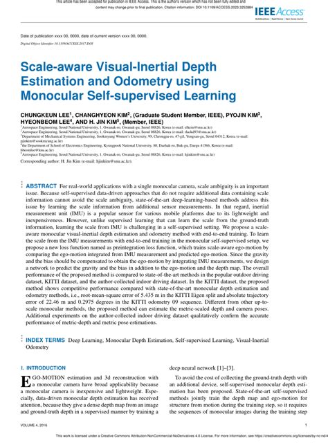 Pdf Scale Aware Visual Inertial Depth Estimation And Odometry Using