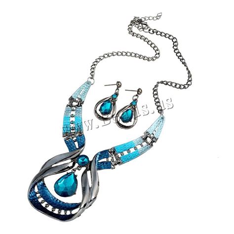 Crystal Jewelry Sets Earring And Necklace Zinc Alloy With Iron Chain