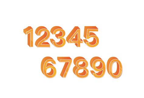 Numbers One To Nine Orange 3d Icon Set On Background 19025836 Png