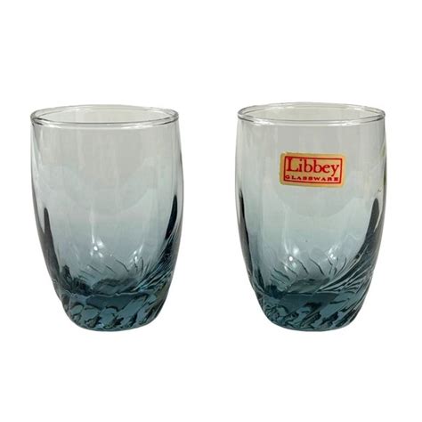 Libbey Dining Vintage Libbey Tiara Blue Swirl Juice Glasses S