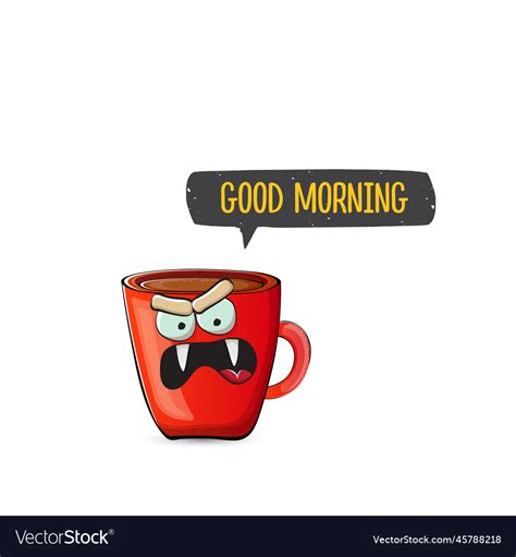 Good morning quote with cute red coffee cup Vector Image