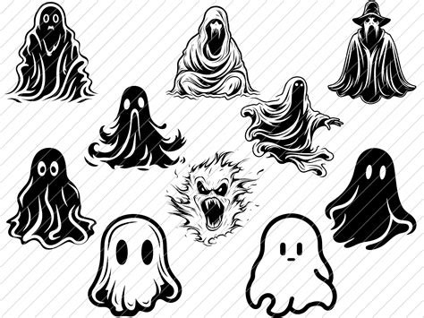 Ghost Svg Bundle Cute Ghost Svg Spooky Cute Svg Ghost Silhouette Svg