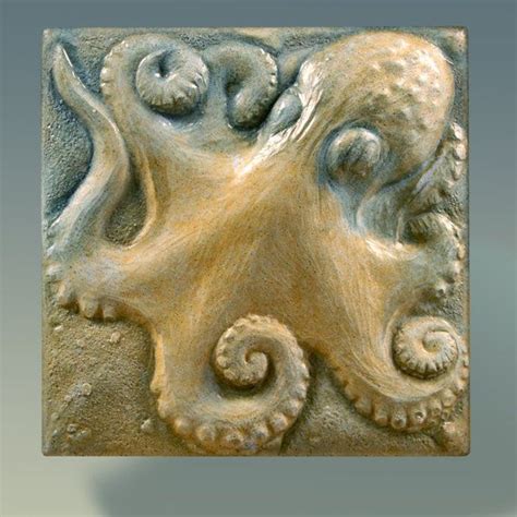 Octopus Stone Sculpture Tile Bas Relief Wall от Artistrystone Wall