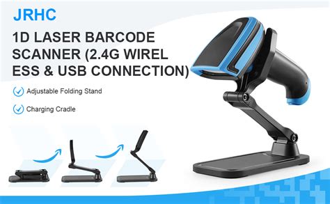 Jrhc Wireless Barcode Scanner With Stand D Laser Bar Code Reader G