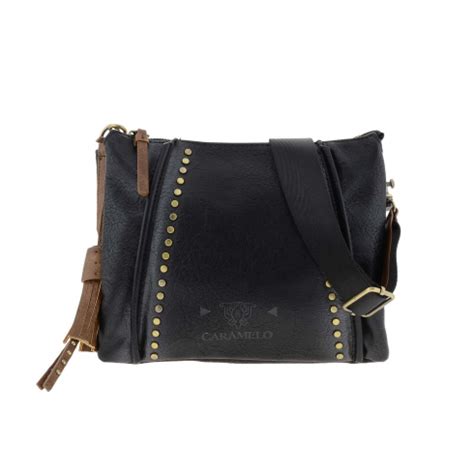 Bolso Bandolera Sint Tico Negro Con Tachas Paula Alonso Tienda Online