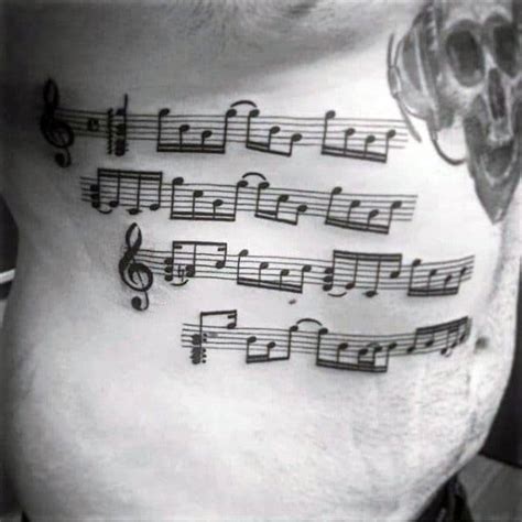 50 Music Staff Tattoo Designs For Men - Musical Pitch Ink Ideas